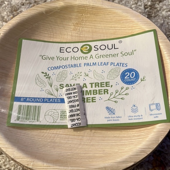 Eco Soul 20 Compostable Palm Leaf Plates 8” Round - Picture 4 of 4